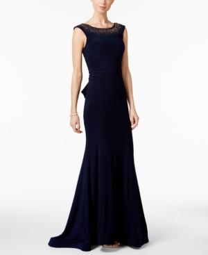 Xscape Embellished Ruffle-back Gown