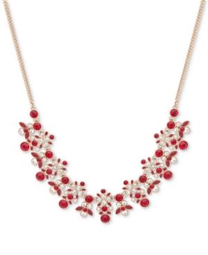 Givenchy Gold-tone Red & Clear Crystal Statement Necklace