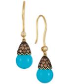 Le Vian Chocolatier Robin's Egg Turquoise (9-5/8 Ct. T.w.) And Diamond (3/4 Ct. T.w.) Drop Earrings In 14k Gold