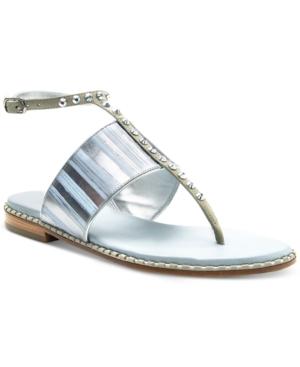 Donald Pliner Snake-print Studded Thong Sandals Women's Shoes
