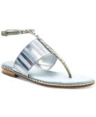 Donald Pliner Snake-print Studded Thong Sandals Women's Shoes