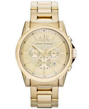 Ax Armani Exchange Watch, Men's Chronograph Gold Ion-plated Stainless Steel Bracelet 45mm Ax2099