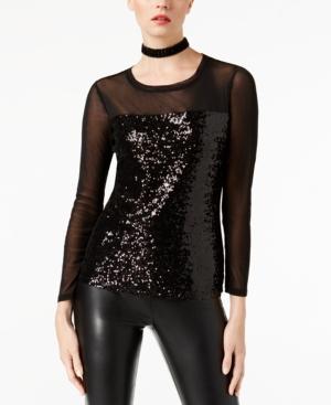 Inc International Concepts Sequin-embellished Illusion Top, Created For Macy's