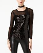 Inc International Concepts Sequin-embellished Illusion Top, Created For Macy's