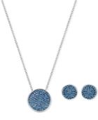Swarovski 15 Pave Disc Pendant Necklace And Matching Stud Earrings