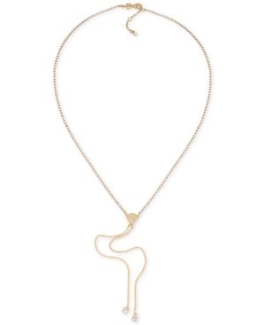 Carolee Gold-tone Crystal Pave Lariat Necklace