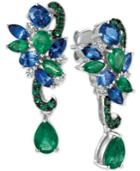 Le Vian Precious Collection Sapphire (1-9/10 Ct. T.w.), Emerald (2-1/10 Ct. T.w.) And Diamond (1/5 Ct. T.w.) Earrings In 14k White Gold, Only At Macy's