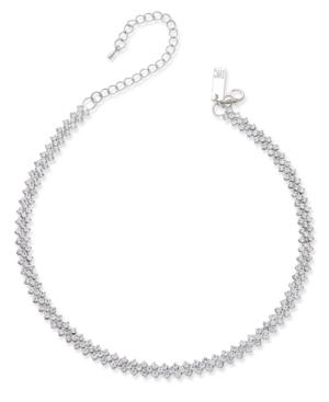 Inc International Concepts Silver-tone Multi-crystal Choker Necklace, Created For Macy's