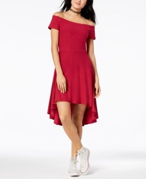 Planet Gold Juniors' Off-the-shoulder High-low Fit & Flare Dress
