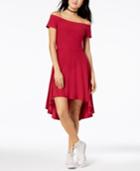 Planet Gold Juniors' Off-the-shoulder High-low Fit & Flare Dress