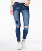 Rewash Juniors' Embroidered Ripped Super Skinny Jeans