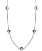 "sterling Silver Necklace, 17"" Amethyst Station Necklace (4 Ct. T.w.)"