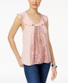 Gypsies & Moondust Juniors' Lace-front Ruffle Tank Top