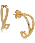 Crisscross J-hoop Earrings In 10k White/rose Gold, Rose Gold, White Gold Or Gold, 1/2 Inch