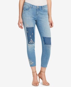 Vintage America Embroidered Cropped Skinny Jeans