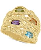Multi-gemstone Rope Statement Ring (1 Ct. T.w.) In 14k Gold-plated Sterling Silver