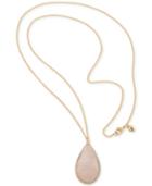 Carolee Gold-tone Long Pink Stone Pendant Necklace