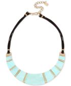 Robert Lee Morris Soho Gold-tone Imitation Mother-of-pearl & Leather Statement Necklace, 15 + 3 Extender