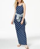 Bcx Juniors' Striped-knit Blouson Maxi Dress