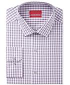 Alfani Men's Fitted Performance Stretch Easy Care Grape Gingham Dress Shirt, Only At Macy's