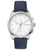 Lacoste Men's Chronograph San Diego Navy Blue Leather Strap Watch 44mm