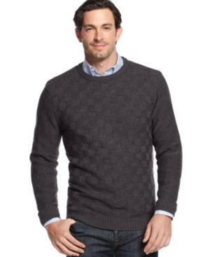 Geoffrey Beene Big And Tall Solid Basketweave Sweater