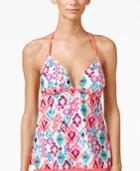 Hula Honey Dreaming In Color Print Push-up Halterkini Women's Swimsuit
