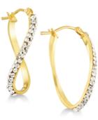 Swarovski Crystal Twist Hoop Earrings In 14k Gold & White Gold