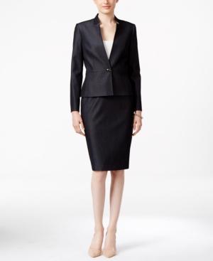 Tahari Asl Denim One-button Skirt Suit