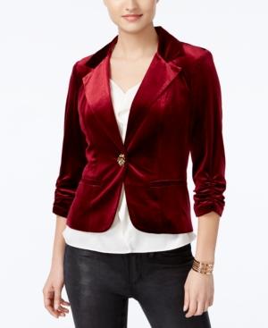 Xoxo Juniors' Velvet Ruched Blazer