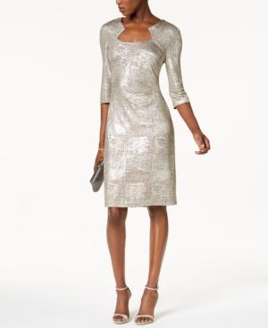Connected Metallic-foil Sheath Dress, A Macy's Exclusive Style, Available In Regular & Petite Sizes