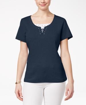 Karen Scott Petite Cotton Layered-look Top, Only At Macy's