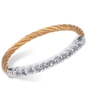 Charriol Women's Laetitia White Topaz-accent Two-tone Pvd Stainless Steel Cable Ring