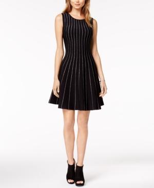 Bar Iii Metallic-piping Fit & Flare Sweater Dress, Created For Macy's