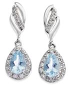 Aquamarine (3/4 Ct. T.w.) & Diamond (1/3 Ct. T.w.) Drop Earrings In 14k White Gold