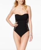 Profile By Gottex Allure Tummy-control Lace Bandeau One-piece Swimsuit Women's Swimsuit