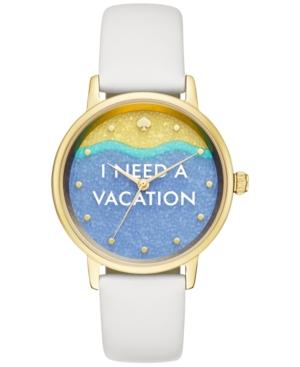 Kate Spade New York Women's Metro White Leather Strap Watch 34mm Ksw1101