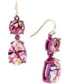 Betsey Johnson Pink-tone Graffiti-print Crystal Drop Earrings