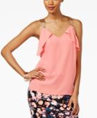 Thalia Sodi Ruffled Embellished Top, Created For Macy's