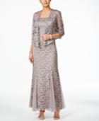 R & M Richards Godet Lace Evening Gown And Jacket