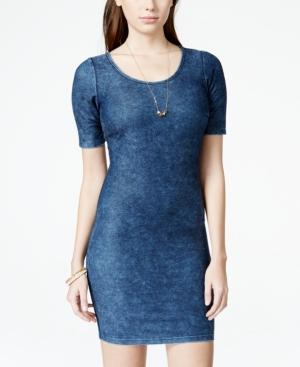 Marilyn Monroe Juniors' Cutout Denim Bodycon Dress