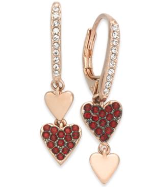 Danori Rose Gold-tone Pave Heart Mismatch Earrings, Created For Macy's