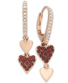 Danori Rose Gold-tone Pave Heart Mismatch Earrings, Created For Macy's