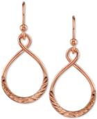 Unwriiten Infinity Drop Hoop Earrings In Rose Gold-flashed Sterling Silver