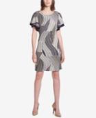 Tommy Hilfiger Striped Flutter-sleeve Dress
