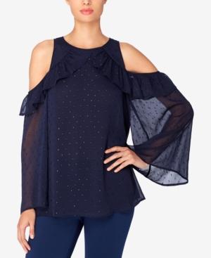 Catherine Malandrino Novella Metallic Cold-shoulder Top