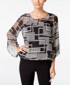 Alfani Petite Printed Angel-sleeve Blouson Blouse, Only At Macy's