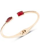 Anne Klein Gold-tone Stone Hinged Bangle Bracelet