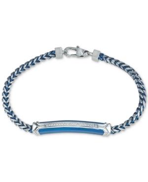 Esquire Men's Jewelry Diamond Link Bracelet (1/10 Ct. T.w.) In Blue Ion-plated Stainless Steel, Created For Macy's