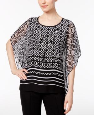 Alfred Dunner Petite Medallion-print Top With Necklace